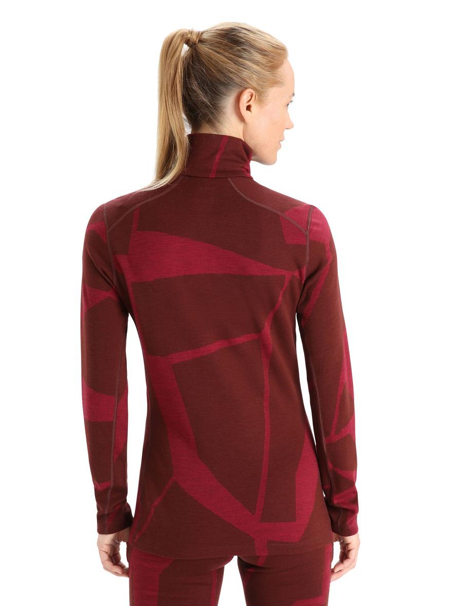 Base Layers Icebreaker Merino 250 Vertex Long Sleeve Half Zip Thermal Top Fractured Landscapes Femme Rose | FR 1860AHKP